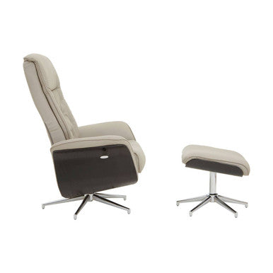 Warrington Mink Leather Recliner & Footstool