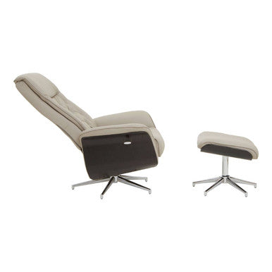 Warrington Mink Leather Recliner & Footstool