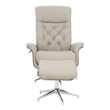 Warrington Mink Leather Recliner & Footstool