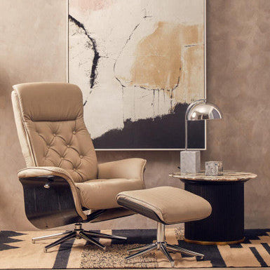 Warrington Mink Leather Recliner & Footstool
