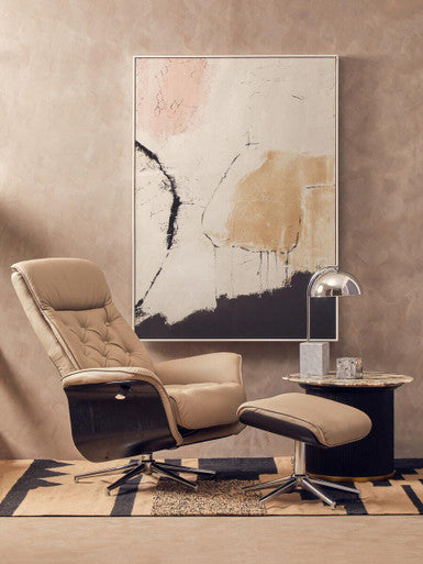 Warrington Mink Leather Recliner & Footstool