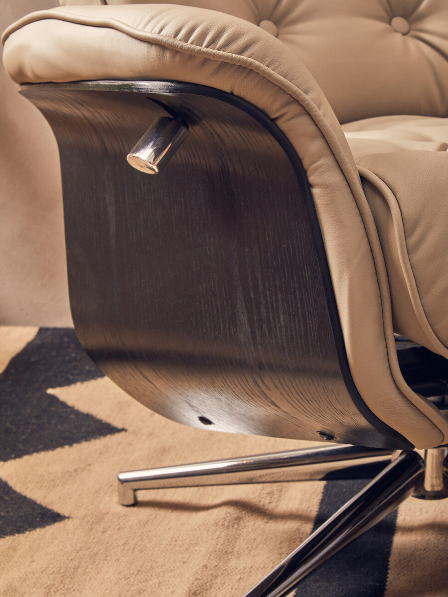 Warrington Mink Leather Recliner & Footstool