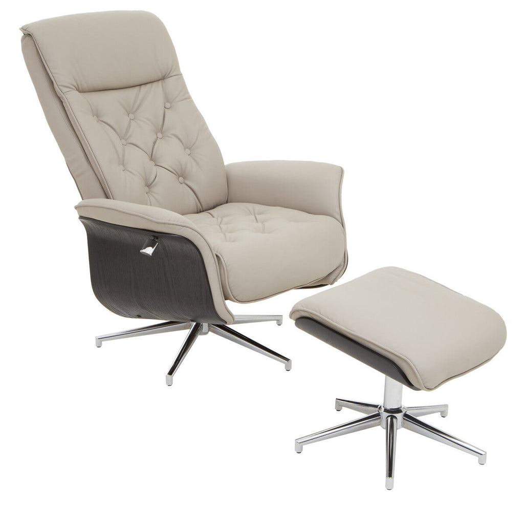 Warrington Mink Leather Recliner & Footstool