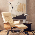 Warrington Ivory Leather Recliner & Footstool