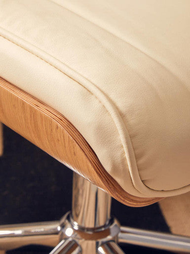 Warrington Ivory Leather Recliner & Footstool