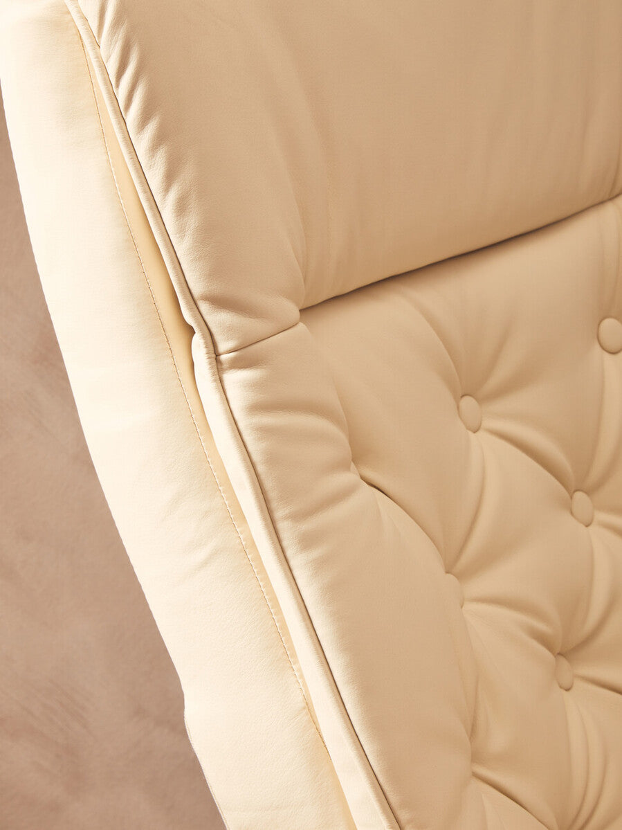 Warrington Ivory Leather Recliner & Footstool