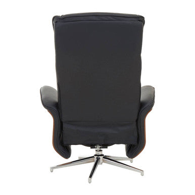 Warrington Black Leather Recliner & Footstool