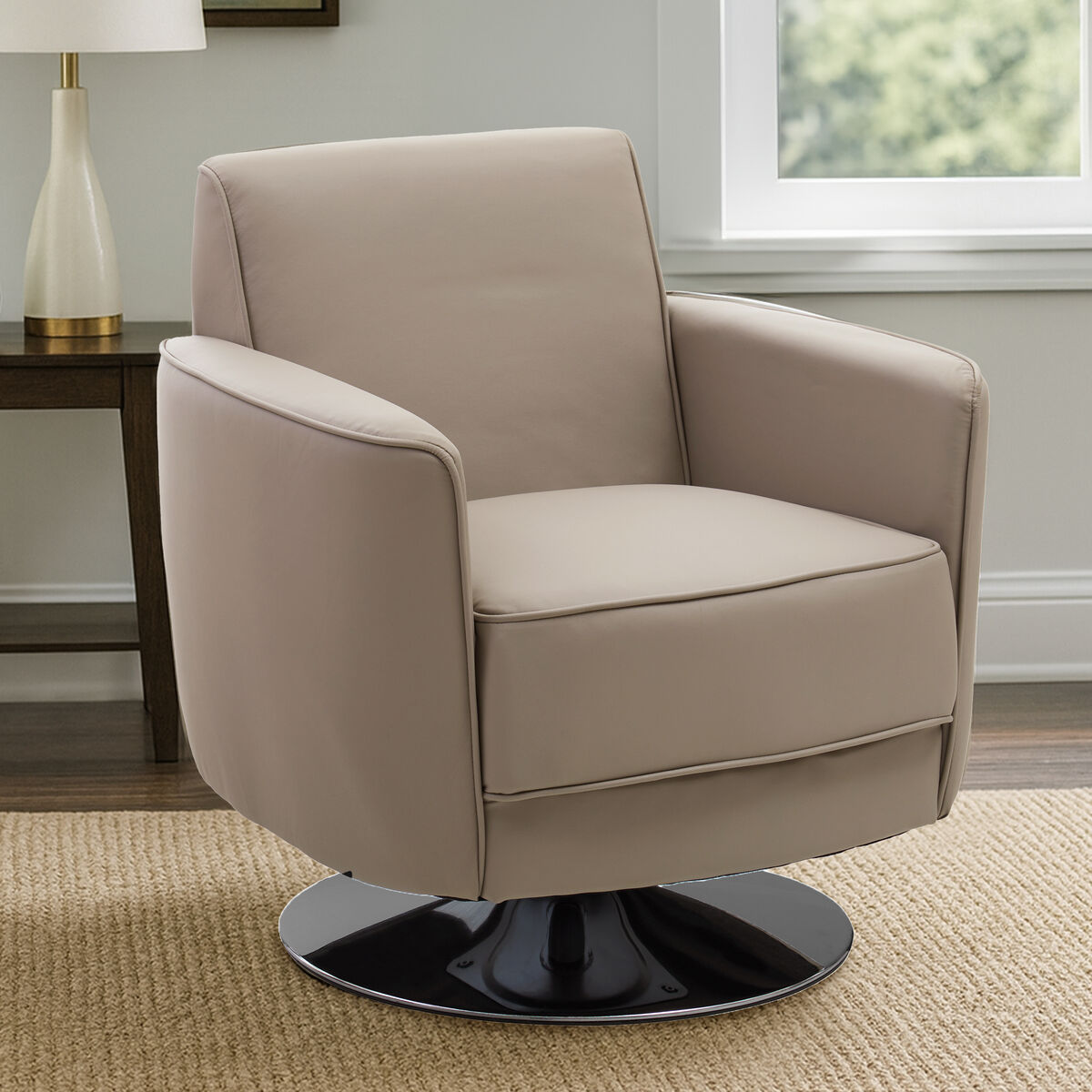 Wester Mink Leather Swivel Chair