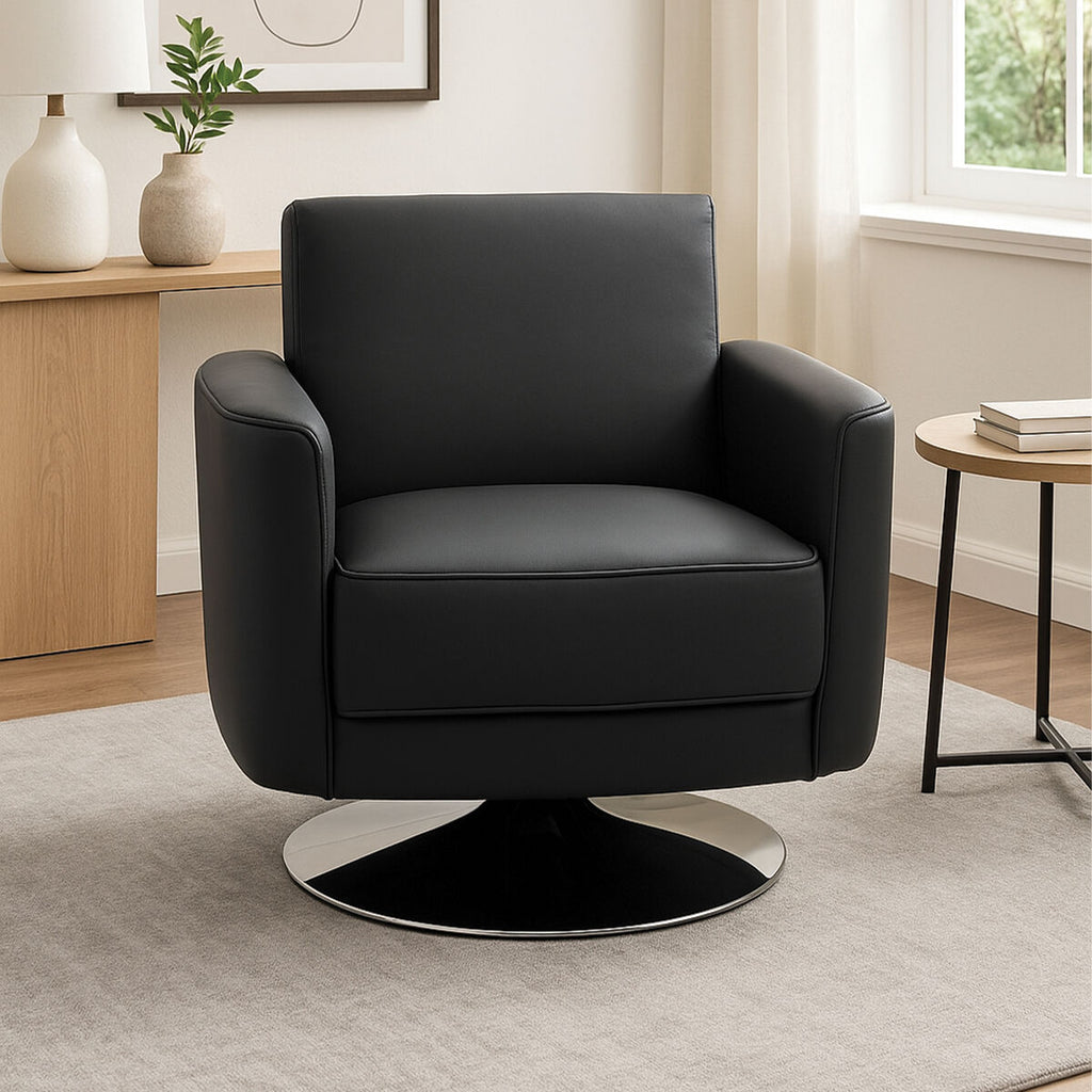 Wester Grey Leather Swivel Chair