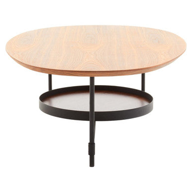 Black Metal Frame Coffee Table With Natural Oblong Top, Doha
