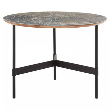 Black Metal Base Coffee Table With Grey Slate Top, Doha