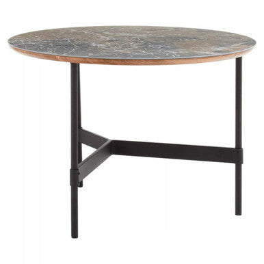 Black Metal Base Coffee Table With Grey Slate Top, Doha