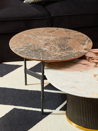 Black Metal Base Coffee Table With Grey Slate Top, Doha