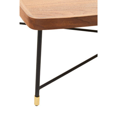 Natural Wooden Top Coffee Table With Black Cross Metal Legs, Doha