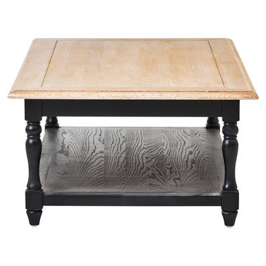 Antique Oak Top Coffee Table With Grey Birchwood Legs & Storage Undershelf, Kensington Townhouse