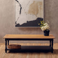 Antique Oak Top Coffee Table With Grey Birchwood Legs & Storage Undershelf, Kensington Townhouse