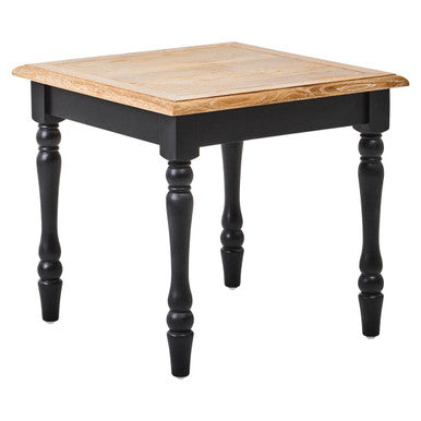 Antique Grey Oak Top Side Table With Black Birchwood Legs, Kensington Townhouse