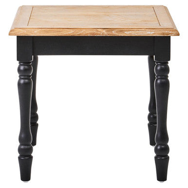 Antique Grey Oak Top Side Table With Black Birchwood Legs, Kensington Townhouse