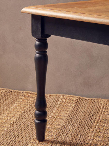 Antique Grey Oak Top Side Table With Black Birchwood Legs, Kensington Townhouse
