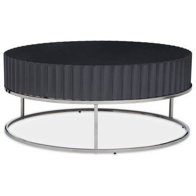 Grey Gloss Wooden Coffee Table With Stainless Steel Base, Genoa