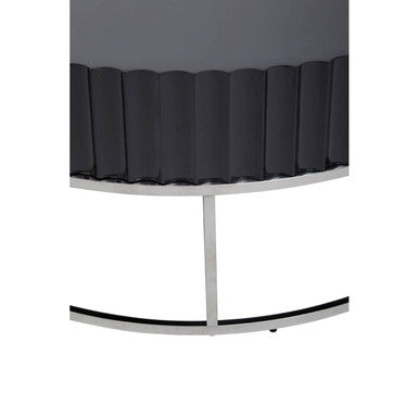 Grey Gloss Wooden Coffee Table With Stainless Steel Base, Genoa
