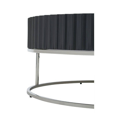 Grey Gloss Wooden Coffee Table With Stainless Steel Base, Genoa