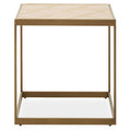 Natural Oak Veneer Small Side Table With Brown Brushed Brass Steel Sledge Base, Grenoble