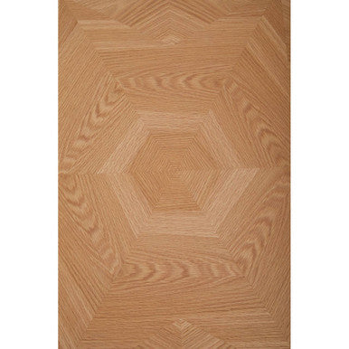 Natural Oak Hexagonal Veneer Coffee Table With Brown Brushed Brass Steel Frame, Grenoble
