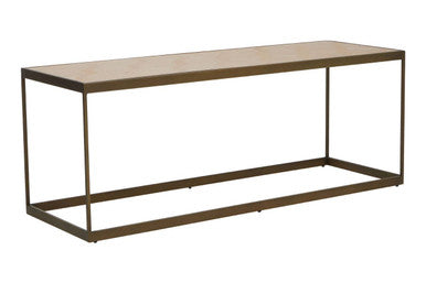 Brown Oak Veneer Top & Brushed Brass Frame Coffee Table, Grenoble