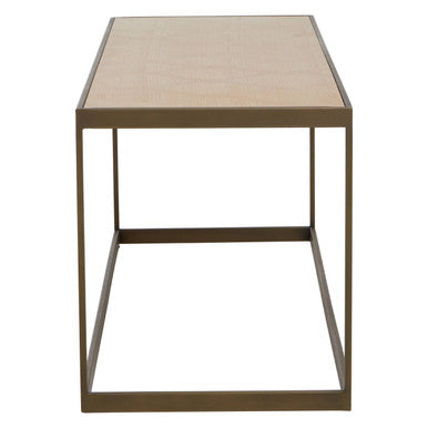 Brown Oak Veneer Top & Brushed Brass Frame Coffee Table, Grenoble