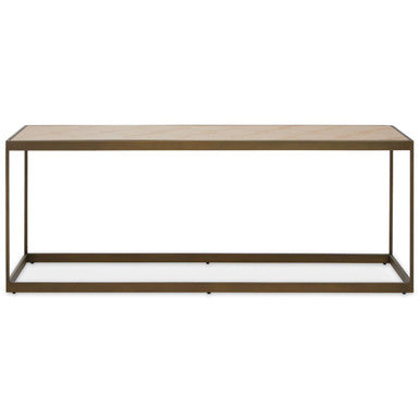 Brown Oak Veneer Top & Brushed Brass Frame Coffee Table, Grenoble