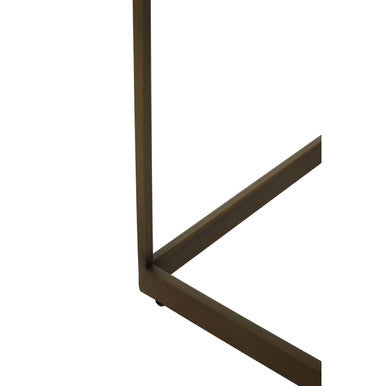 Brown Oak Veneer Top & Brushed Brass Frame Coffee Table, Grenoble