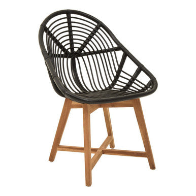 Manado Black Natural Rattan & Teak Chair
