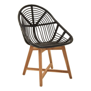 Manado Black Natural Rattan & Teak Chair