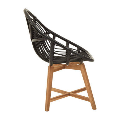 Manado Black Natural Rattan & Teak Chair