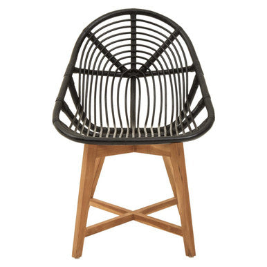 Manado Black Natural Rattan & Teak Chair