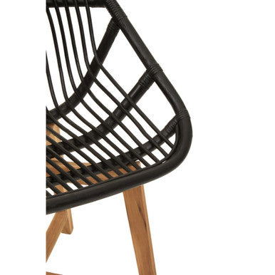 Manado Black Natural Rattan & Teak Chair