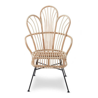 Java Natural Rattan & Black Metal Back Chair