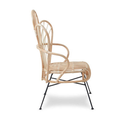 Java Natural Rattan & Black Metal Back Chair