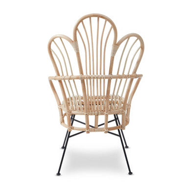 Java Natural Rattan & Black Metal Back Chair
