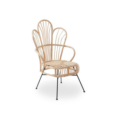 Java Natural Rattan & Black Metal Back Chair