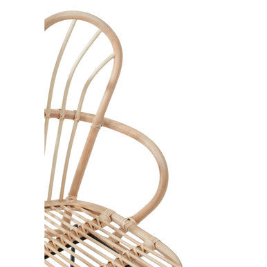 Java Natural Rattan & Black Metal Back Chair