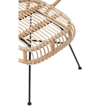 Java Natural Rattan & Black Metal Back Chair