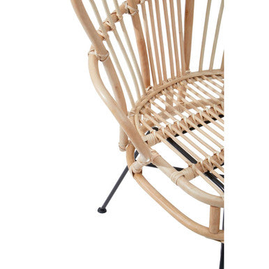 Java Natural Rattan & Black Metal Back Chair