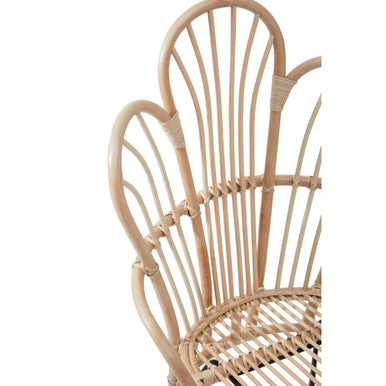 Java Natural Rattan & Black Metal Back Chair