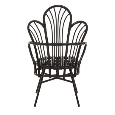 Java Black Natural Rattan & Black Metal Scalloped Back Chair