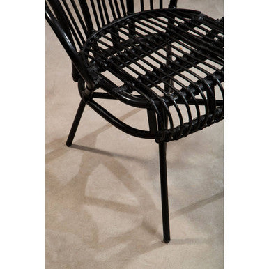 Java Black Natural Rattan & Black Metal Scalloped Back Chair
