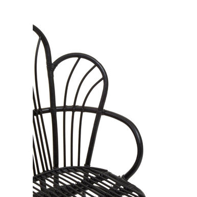 Java Black Natural Rattan & Black Metal Scalloped Back Chair
