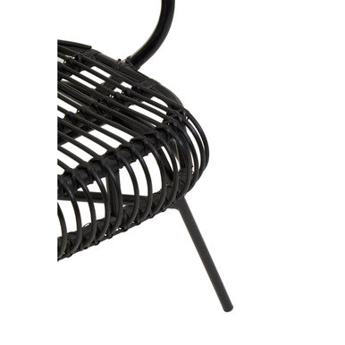 Java Black Natural Rattan & Black Metal Scalloped Back Chair