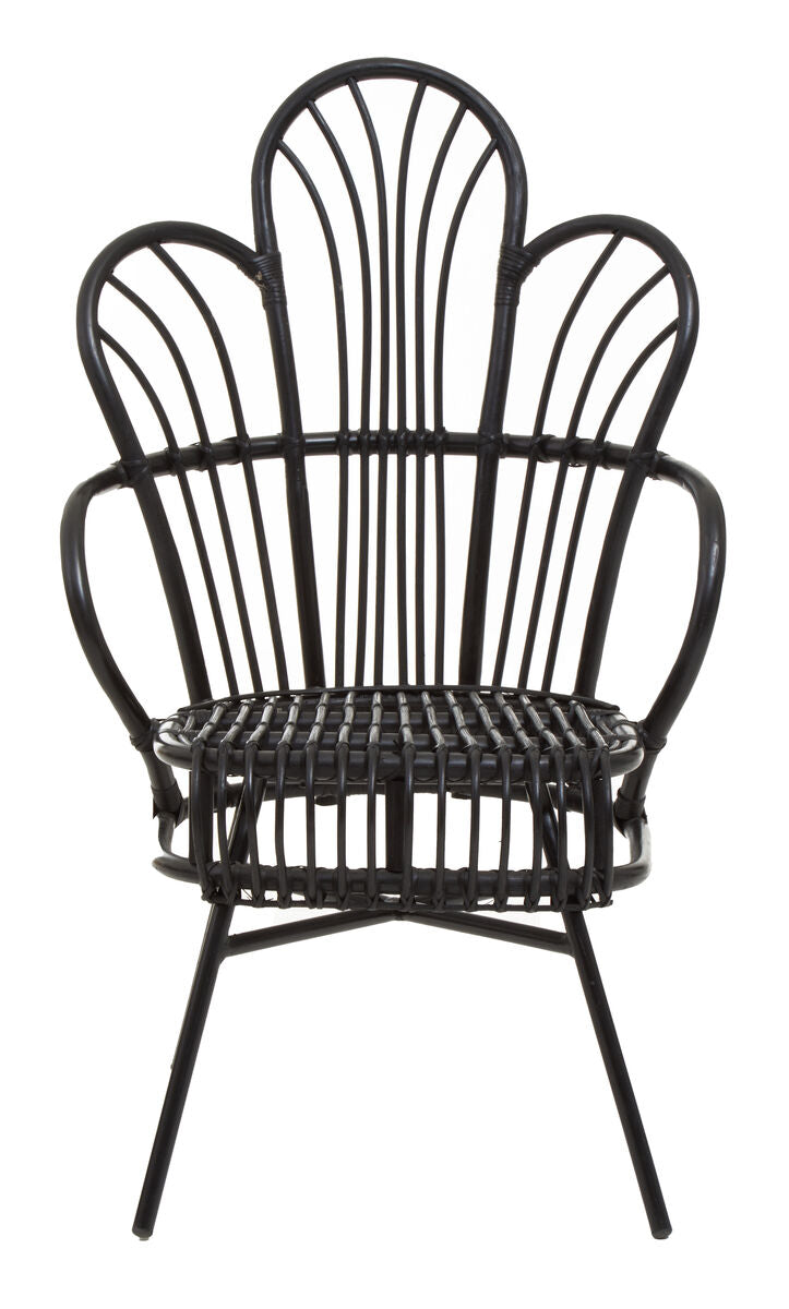 Java Black Natural Rattan & Black Metal Scalloped Back Chair